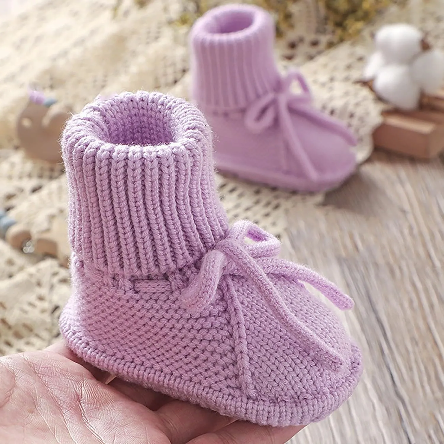Baby Booties Newborn Sock Shoes Hand Knitting Crochet Infant Boy Girl Cozy Shoes Indoor Breathable First Walking Shoes