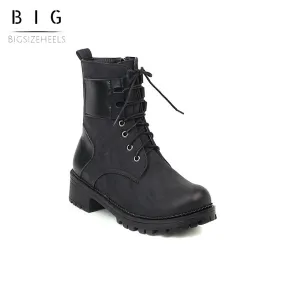 Bigsizeheels Colorblock retro fashion Martin boots - Black