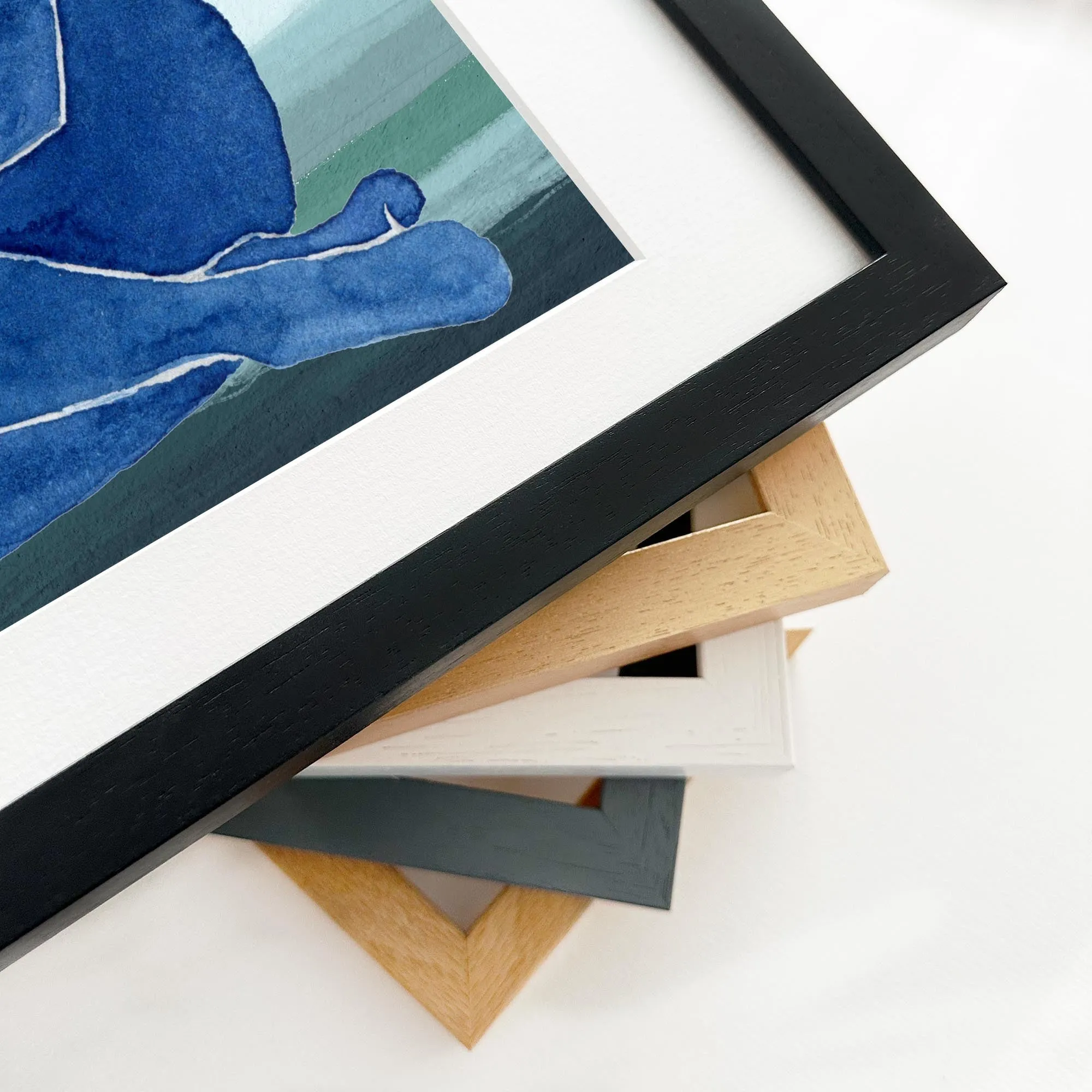 Blue Nude Figure Framed Art