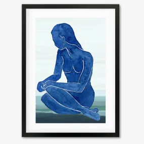 Blue Nude Figure Framed Art