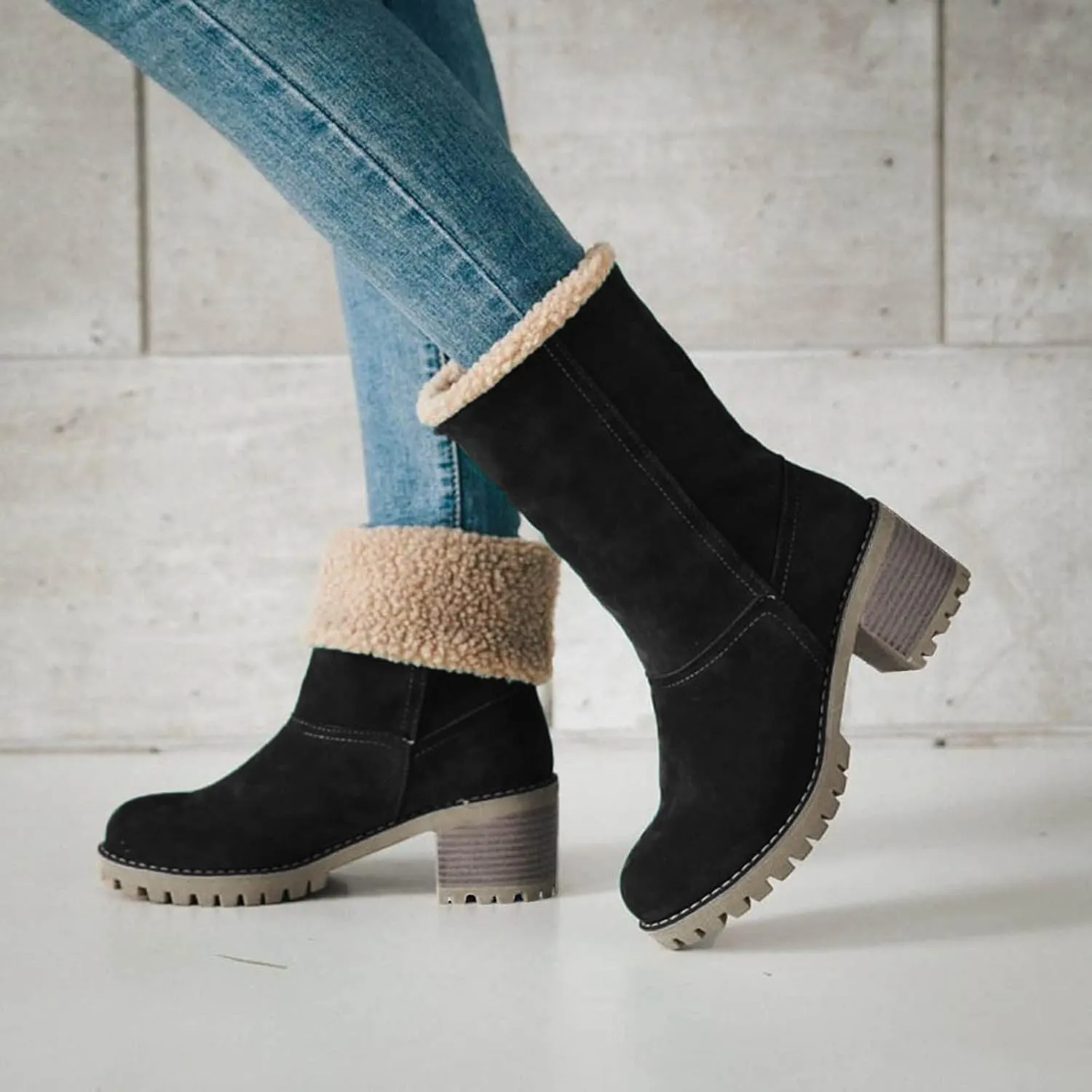 Boots for Women Winter Warm Snow Boots Ladies Casual Fashion Booties Ankle Boots Shoes Female Mid Calf Boots