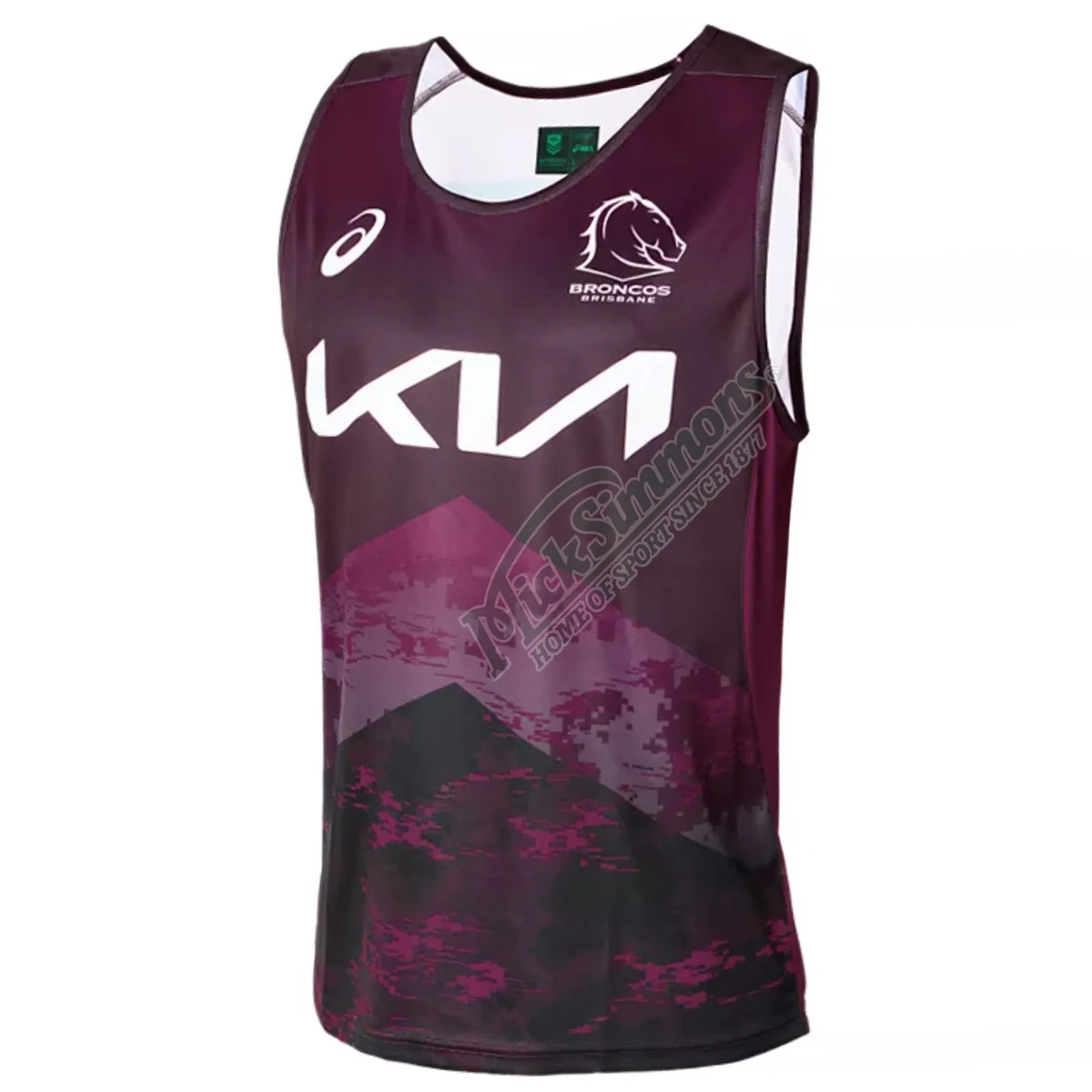 Brisbane Broncos 2024 Men's Training Singlet NRL Rugby League by Asics