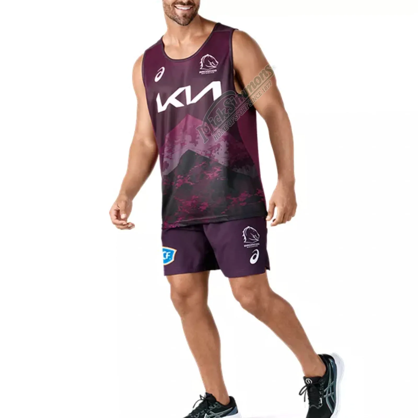 Brisbane Broncos 2024 Men's Training Singlet NRL Rugby League by Asics