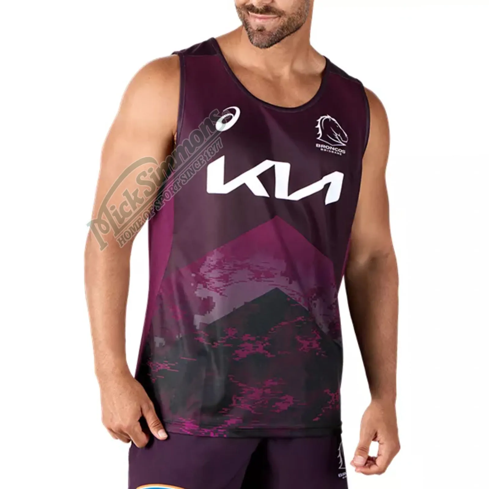 Brisbane Broncos 2024 Men's Training Singlet NRL Rugby League by Asics