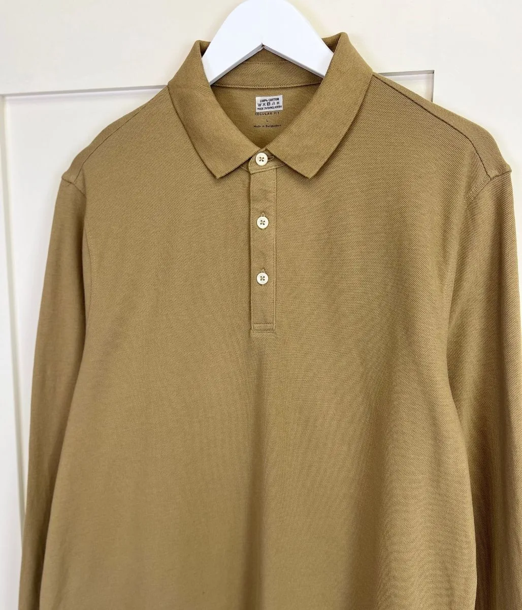 Camel Mens Cotton Long Sleeve Polo Top