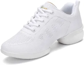 CERYTHRINA Women's Jazz Shoes Lace-up Sneakers Modern Dance Shoes Platform Walking Dance Shoes