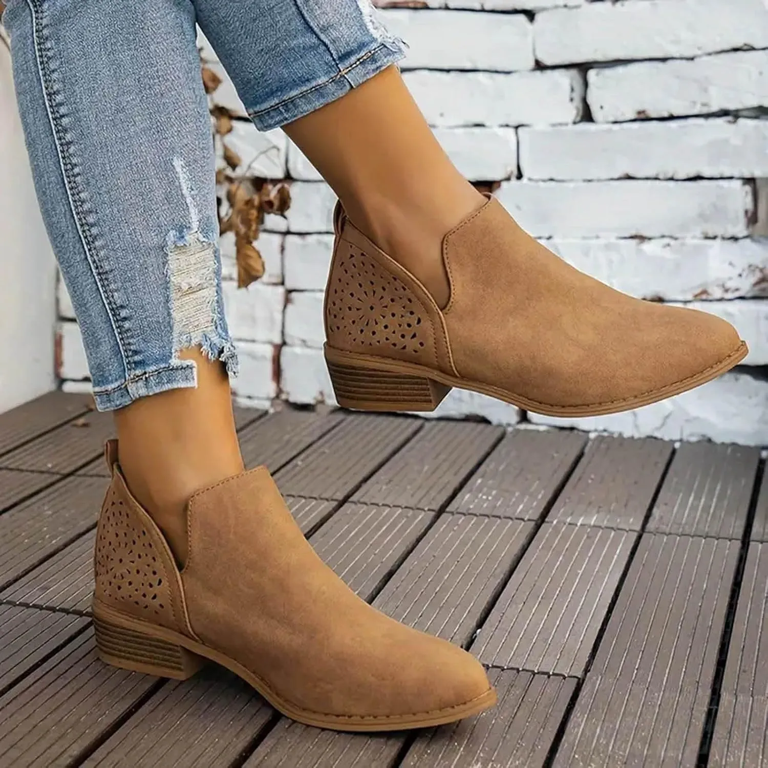 Cowboy Boots for Women Western Classic Slip On Heel Shoes Ankle Boots for Women Fashion Comfortable Short Womens Boots