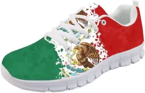 Forchrinse Mexico Flag Sneakers for Men Women Patriotic Running Walking Shoes Anti Skid Cinco De Mayo Shoes Lightweight