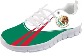 Forchrinse Mexico Flag Sneakers for Men Women Patriotic Running Walking Shoes Anti Skid Cinco De Mayo Shoes Lightweight