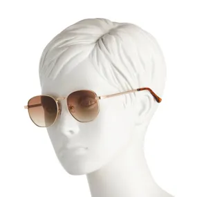 FRYE & CO Women's Unisex Gold Tone Geometric Style Metal Frame 44mm Sunglasses