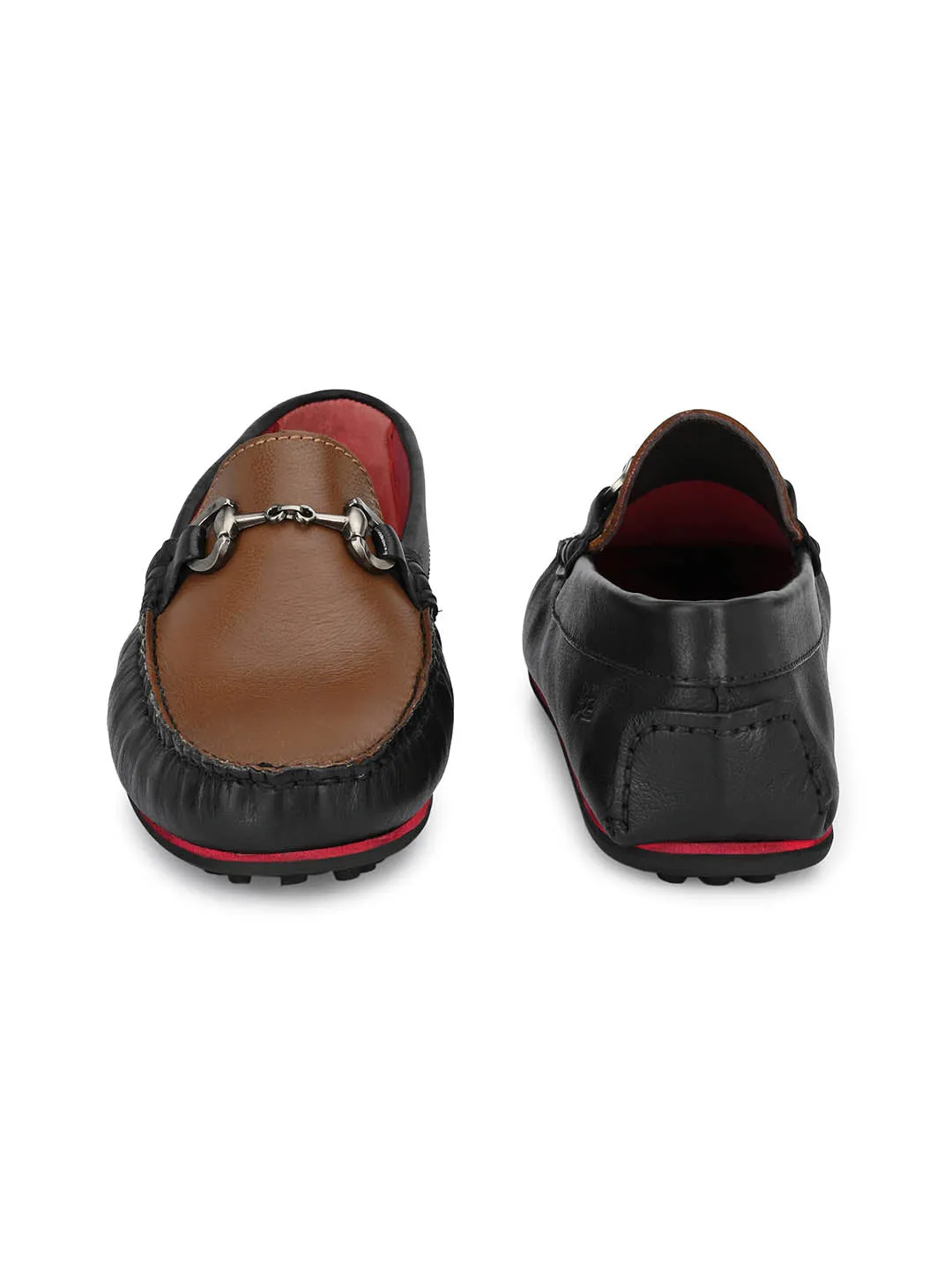 Hitz Men's Black Leather Slip-On Loafers Shoes