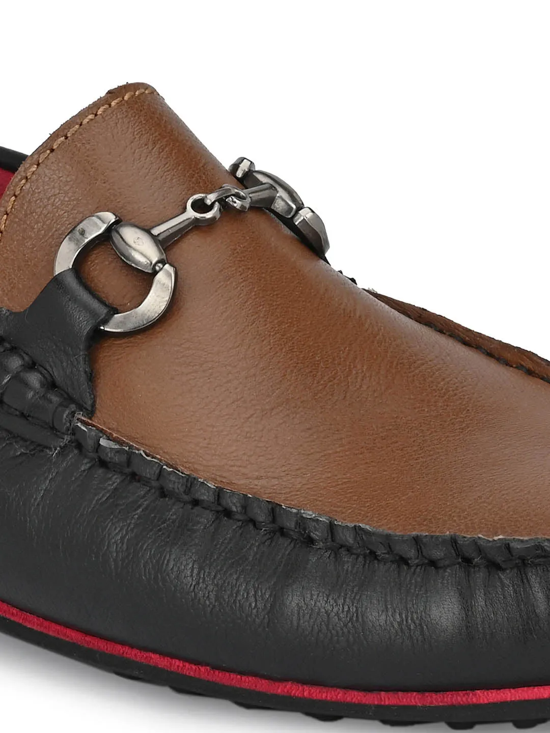 Hitz Men's Black Leather Slip-On Loafers Shoes