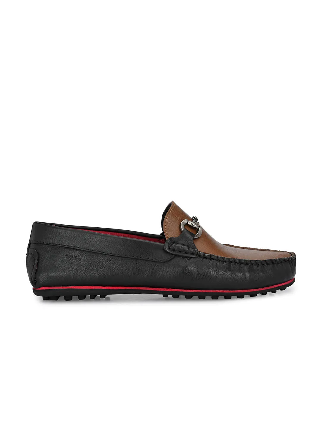 Hitz Men's Black Leather Slip-On Loafers Shoes