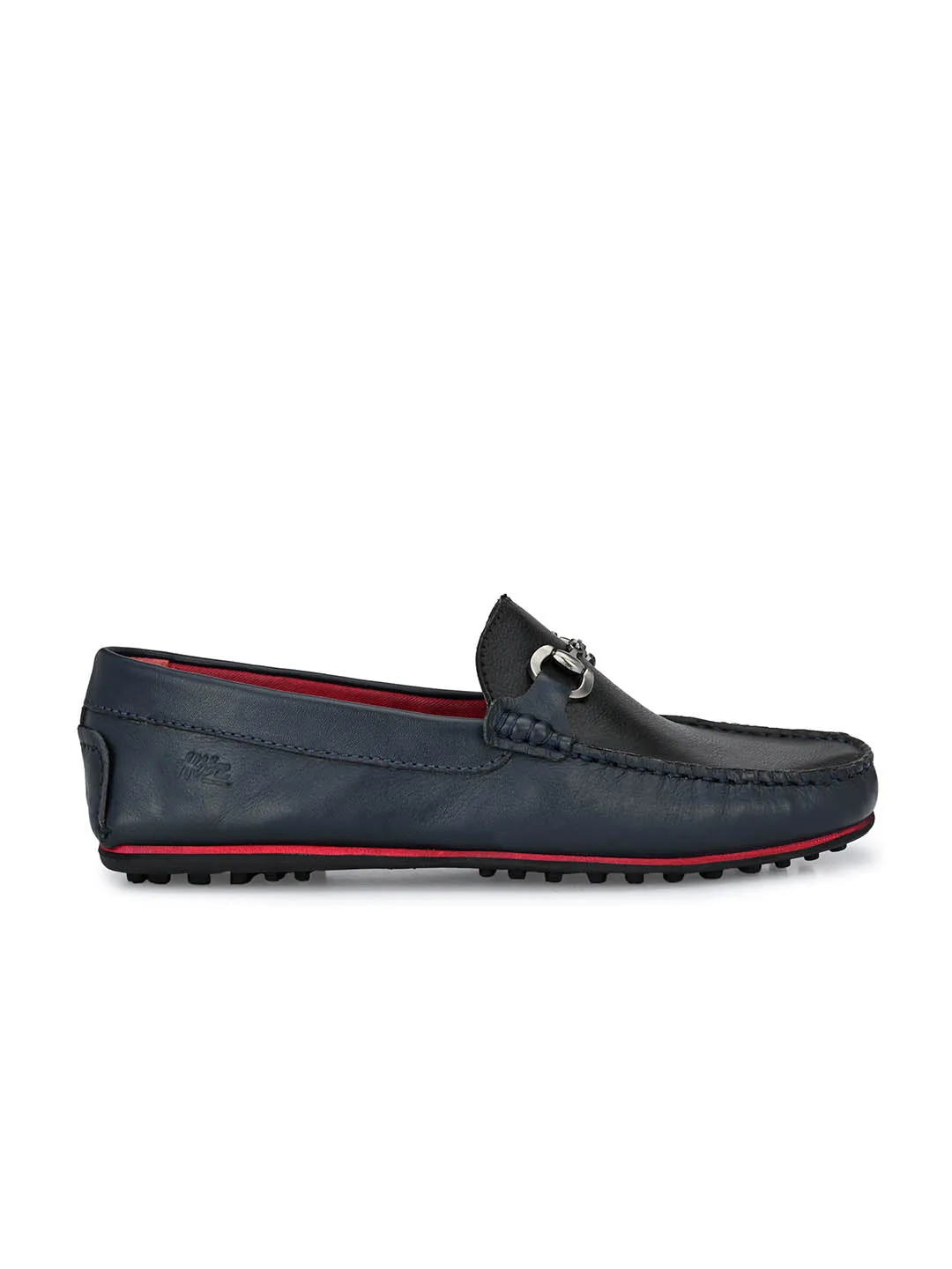 Hitz Men's Blue Leather Slip-On Loafers Shoes