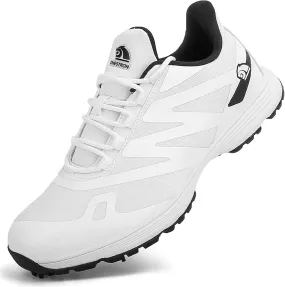 JiuQing Spikes Golf Shoes Men Professional Golfing Trainers Breathable Lightweight Outdoor Anti Slip Footwear
