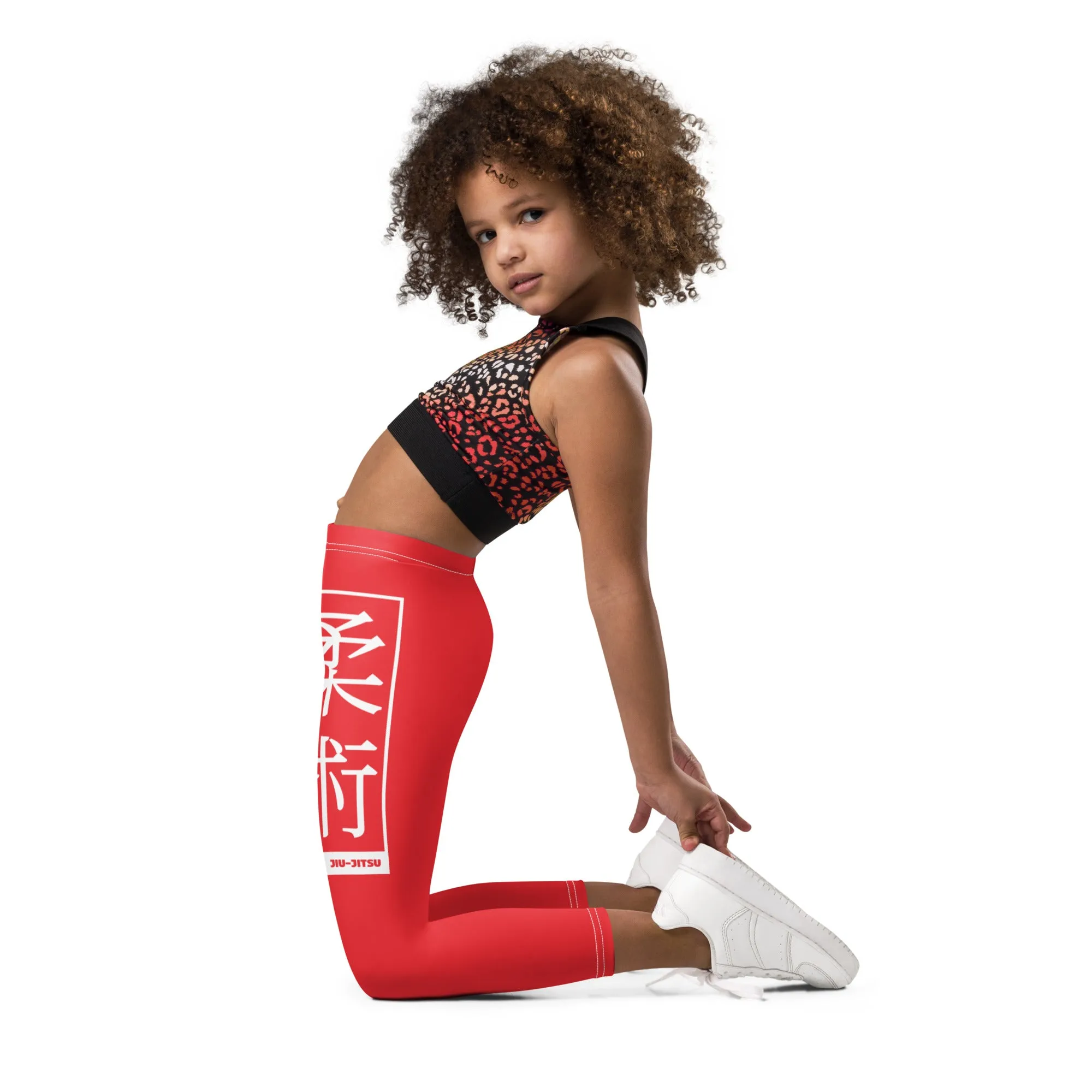Kids' Girls Yoga Pants Workout Leggings Jiu-Jitsu 001 - Scarlet