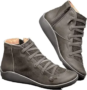 Ladmiple Boots For Women Ankle Booties Flat Heel Cowgirl Cowboy Western Short Booties Fashion Casual Walking Shoes 2024