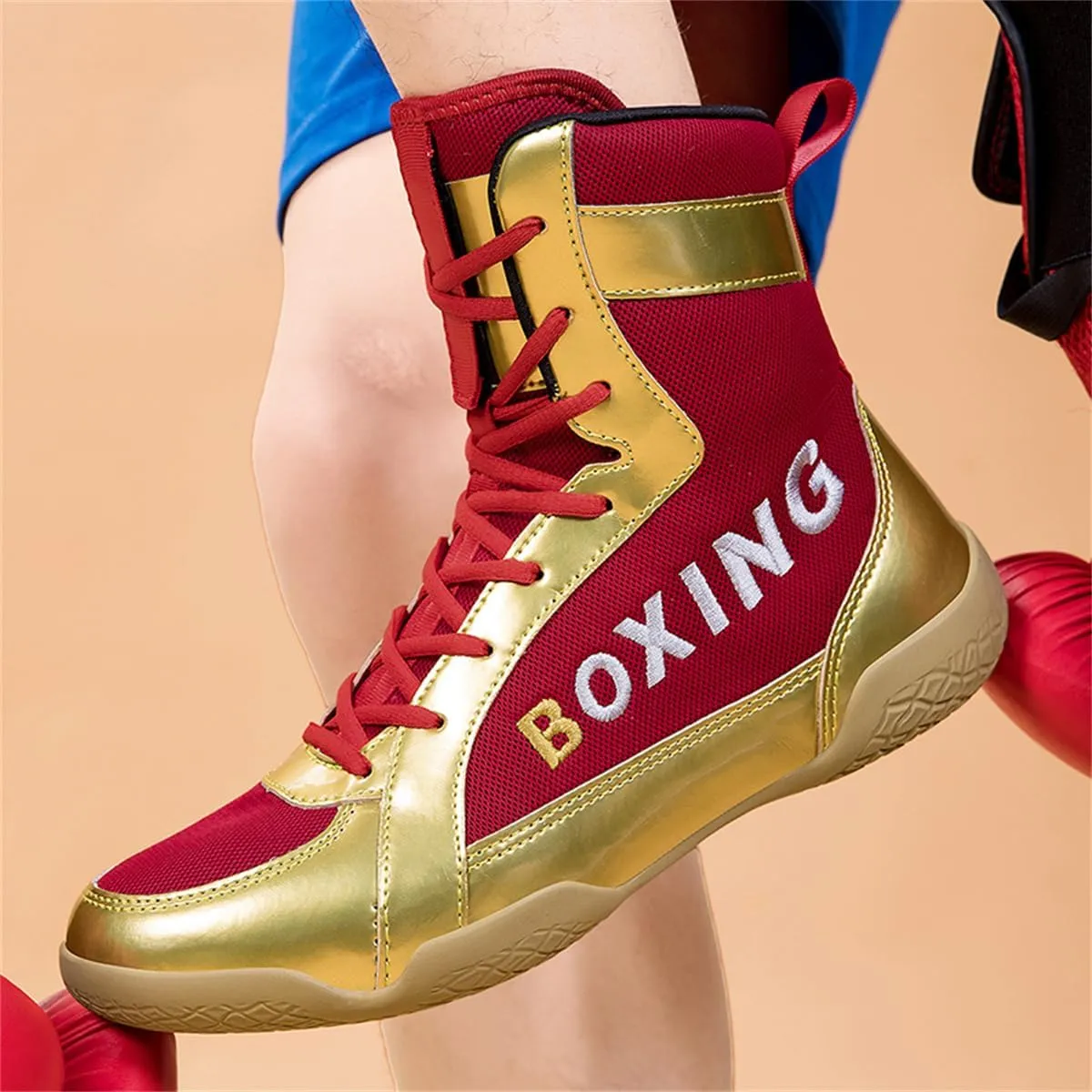 Men's Mesh Wrestling Trainers Lightweight Fighting Athletic Fitness Sneakers Casual Breathable Boxing Boots