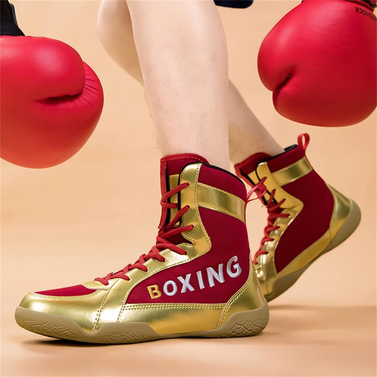 Men's Mesh Wrestling Trainers Lightweight Fighting Athletic Fitness Sneakers Casual Breathable Boxing Boots