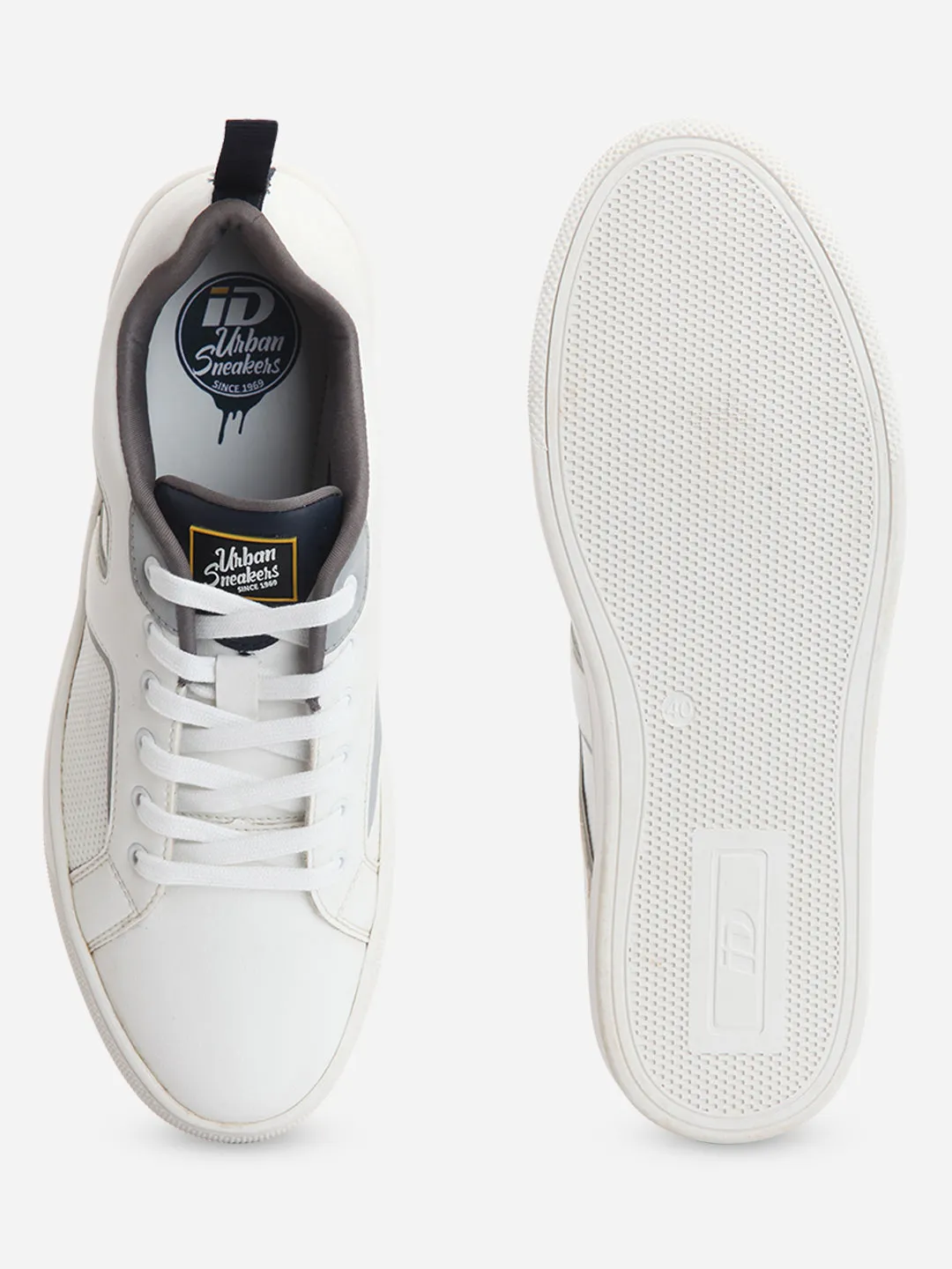 White Lace-Up Mens Smart Casual Sneaker - ID3076