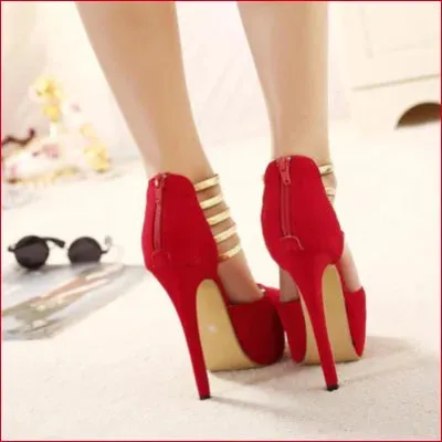 Red Micro Suede Stilettos 7 Inch High Heels