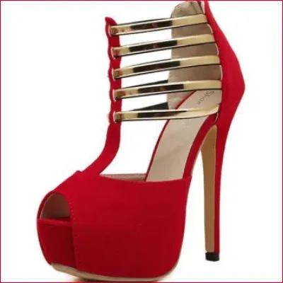 Red Micro Suede Stilettos 7 Inch High Heels
