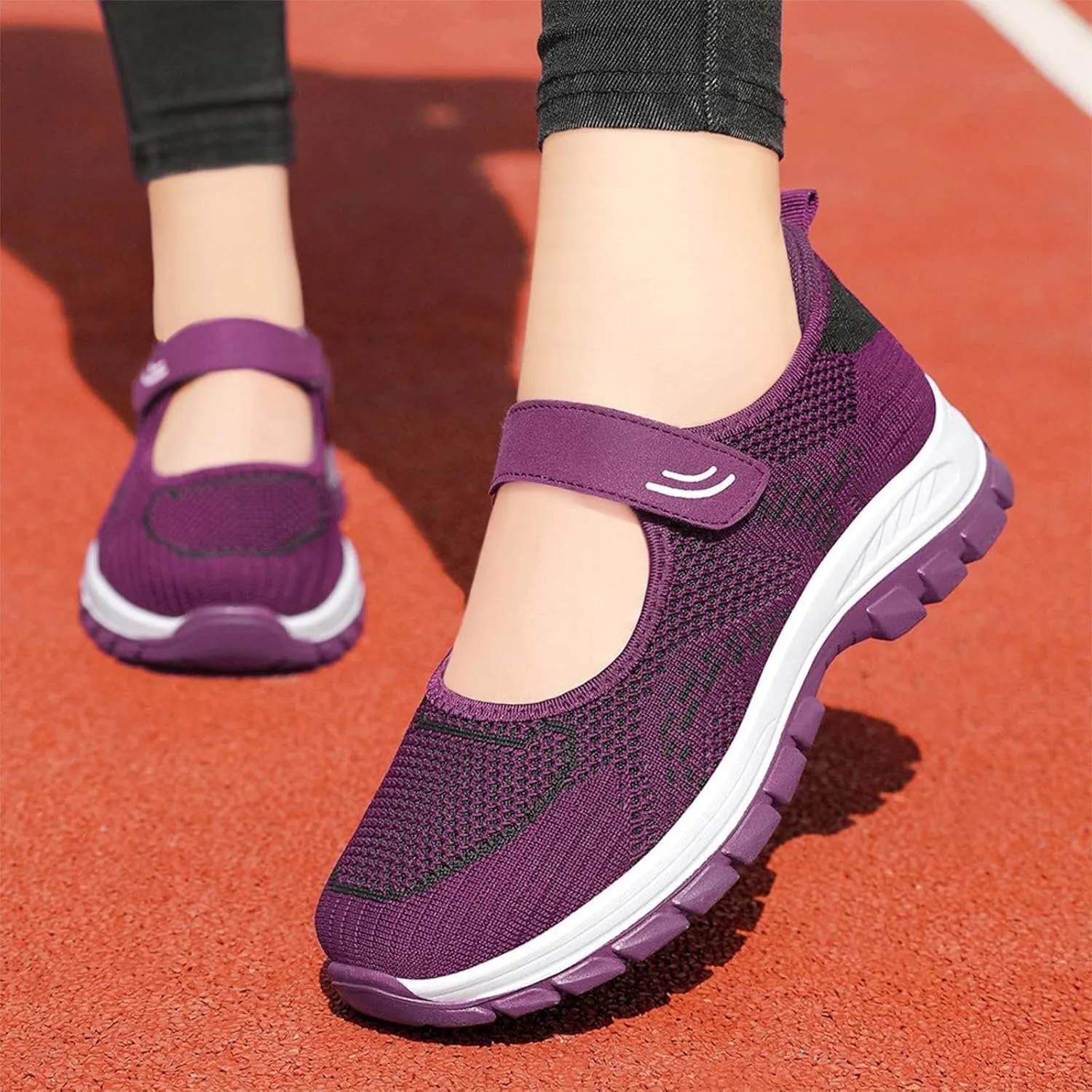 Running Shoes for Women Casual Shoes Elastic Fly Woven Mesh Shoes Hook and Loop Strap Running Shoes for Women