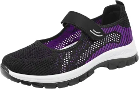 Running Shoes for Women Casual Shoes Elastic Fly Woven Mesh Shoes Hook and Loop Strap Running Shoes for Women