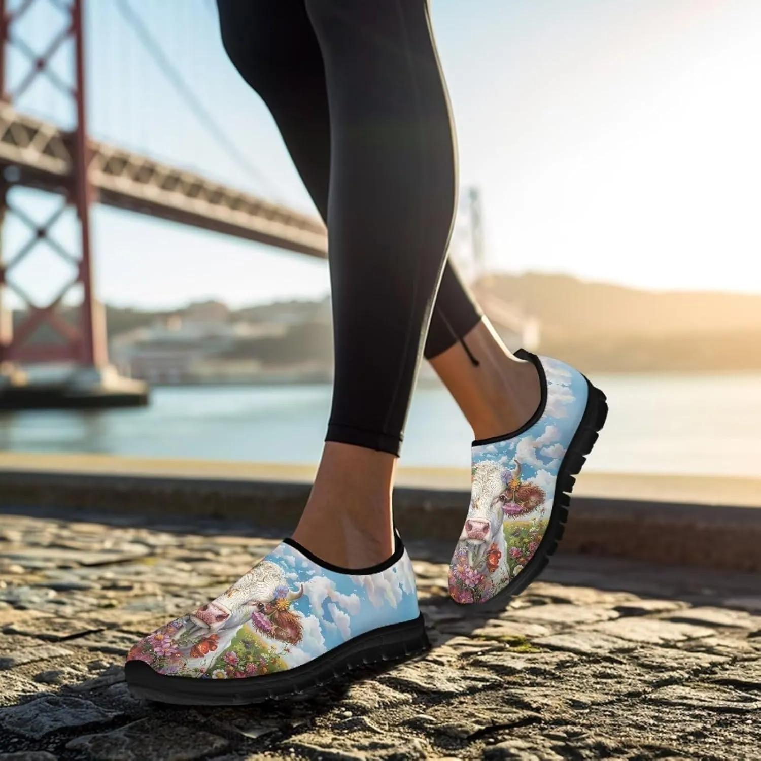 Slip On Walking Shoes for Women Art Painted Laofers Womens Casual Travel Flat Shoes Trendy Dressy Shoe