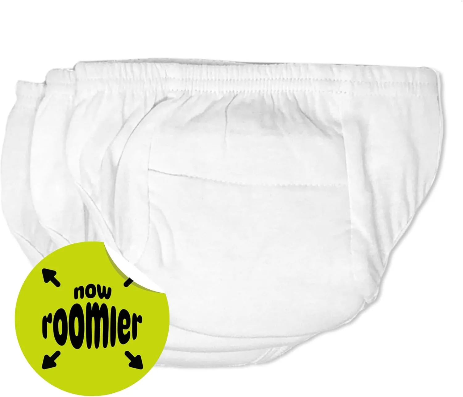 Tiny Trainers ROOMIER Small Unisex Cotton Training Pants for Toddlers, EC or Potty Training – 3-Pack