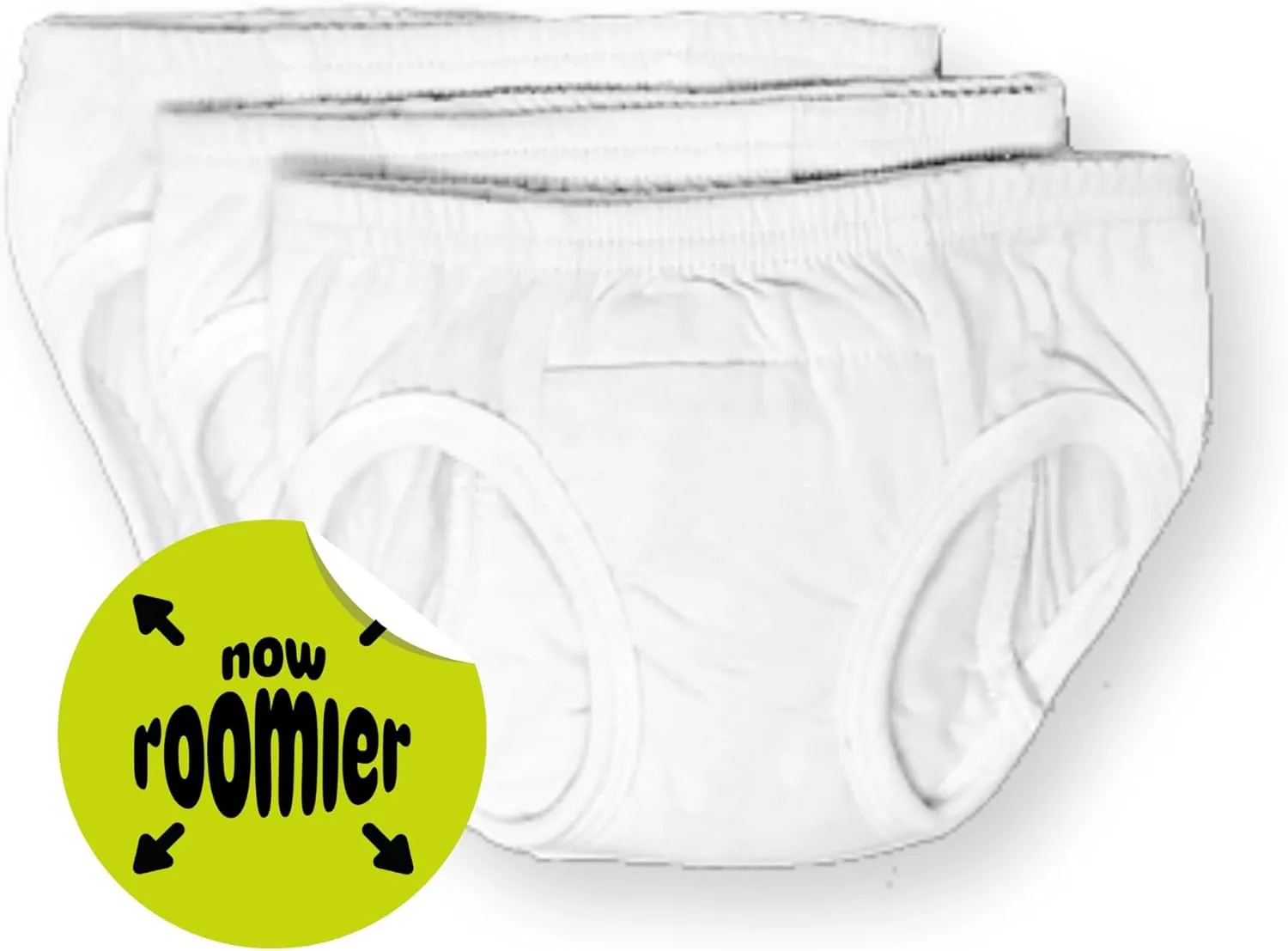 Tiny Trainers ROOMIER Small Unisex Cotton Training Pants for Toddlers, EC or Potty Training – 3-Pack