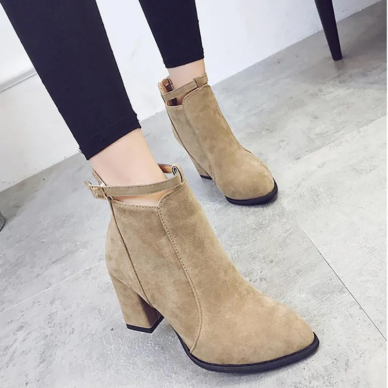 Winter Round Head High Heel Martin Boots