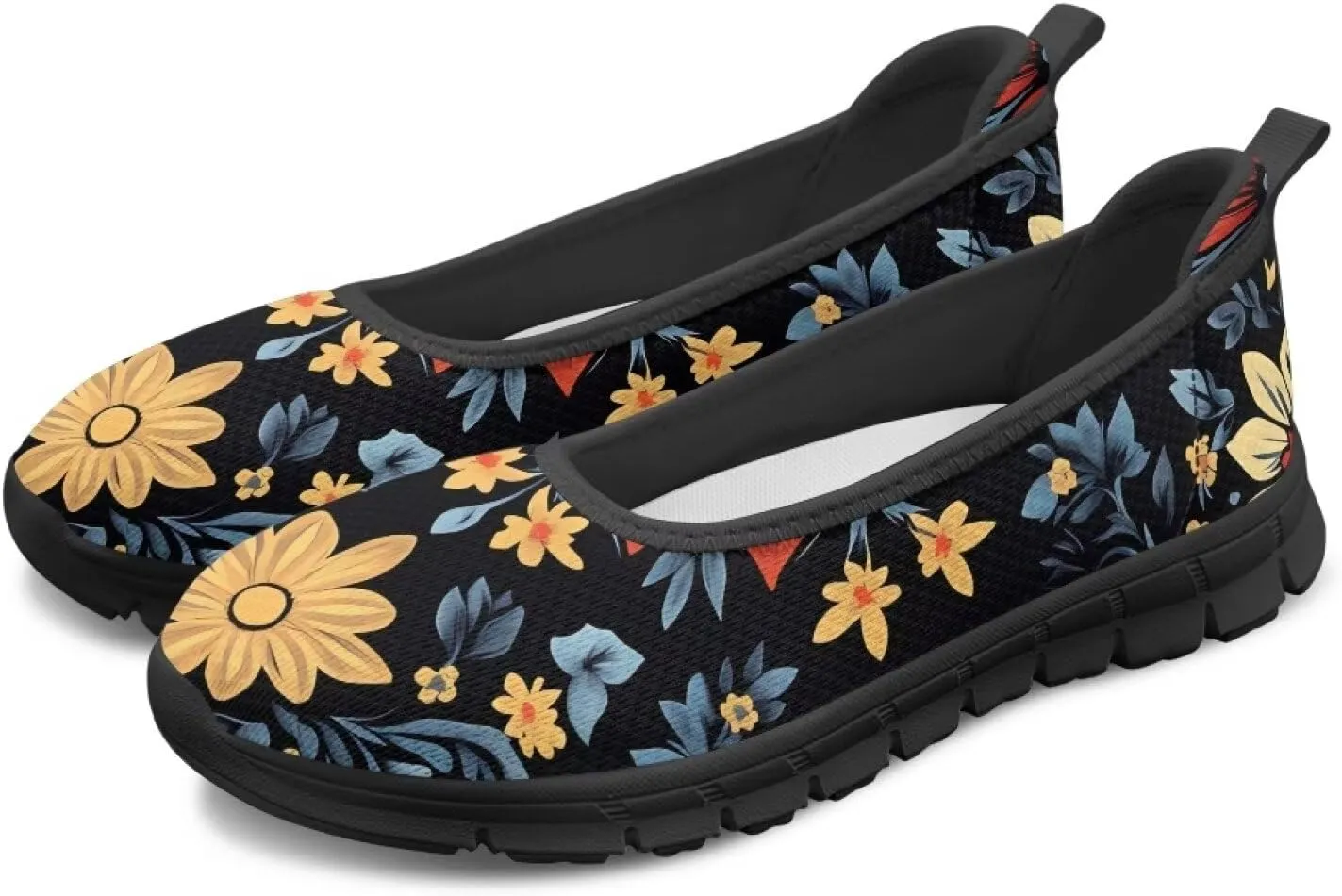 Women's Mesh Flats Shoes Breathable Slip on Shoes Casual Black and White Flats Comfortable Walking Shoes