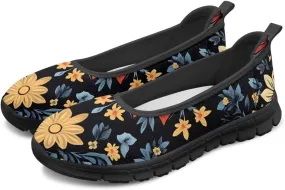 Women's Mesh Flats Shoes Breathable Slip on Shoes Casual Black and White Flats Comfortable Walking Shoes