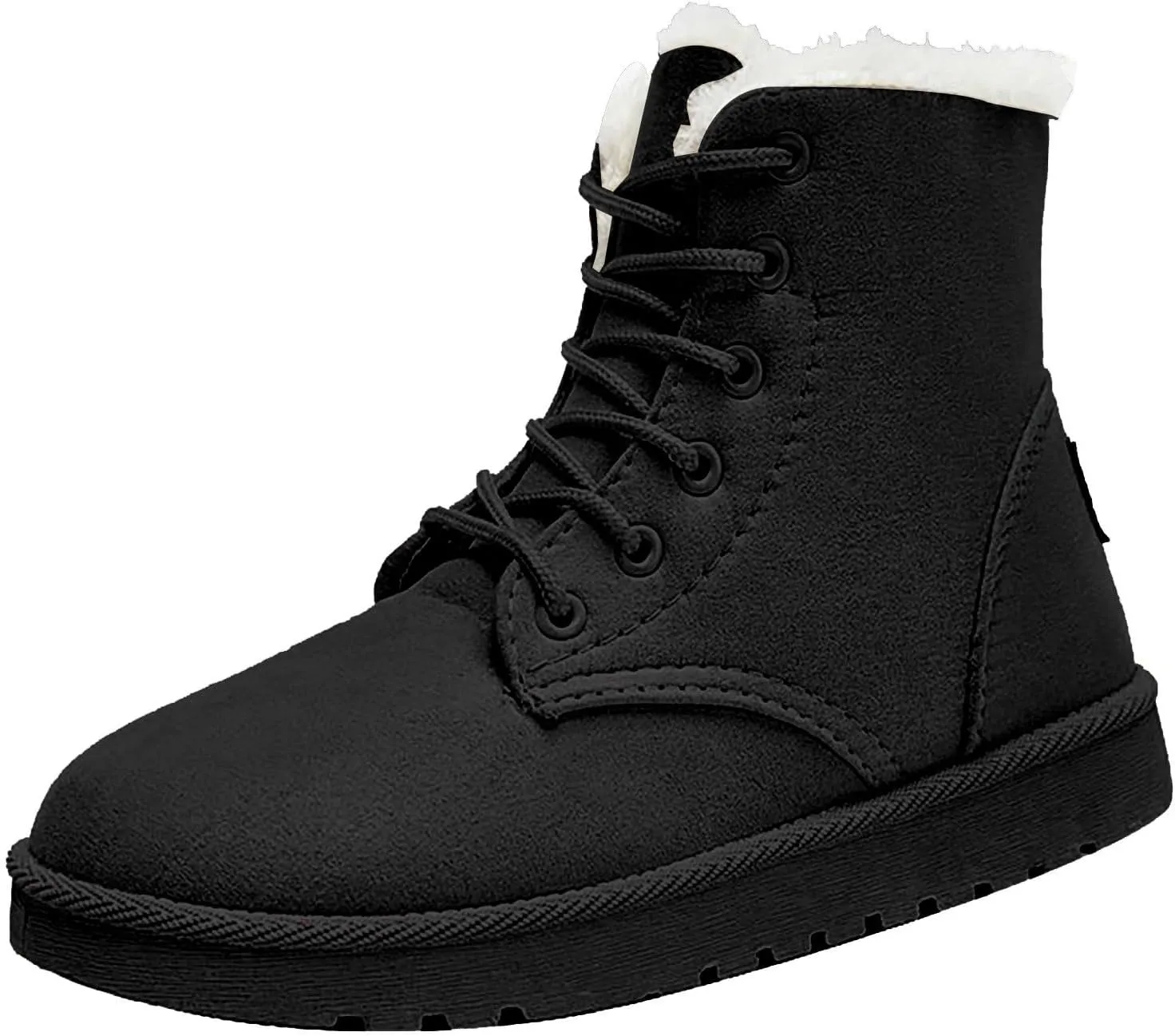 Womens Warm Plush Lined Winter Snow Boots for Women Lace Up Side Zipper Mid-Calf Fashion Booties