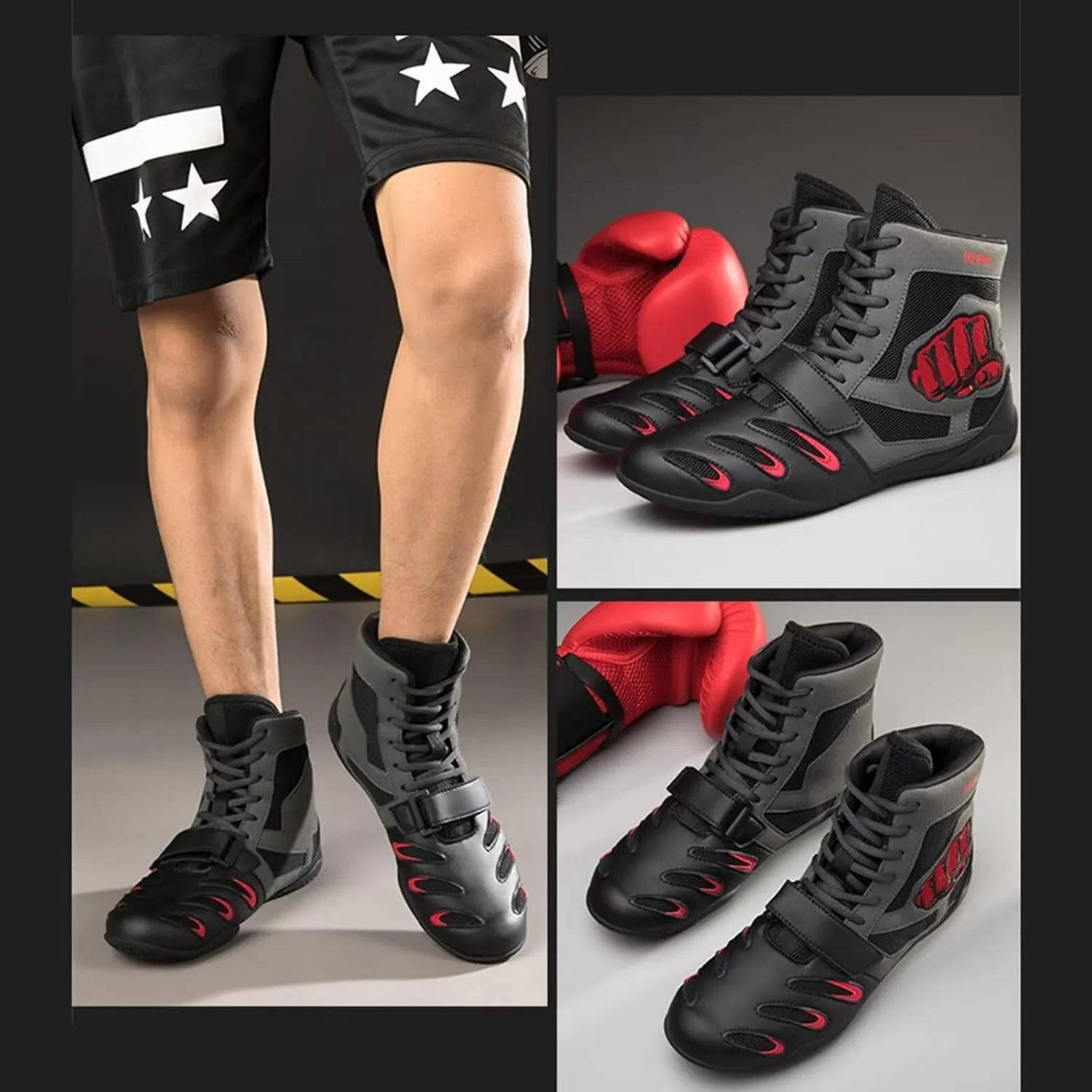 Wrestling Boxing Shoes Pro Fighting Boots and Training Workout Shoes for Men and Women High Top Fitness Sneakers